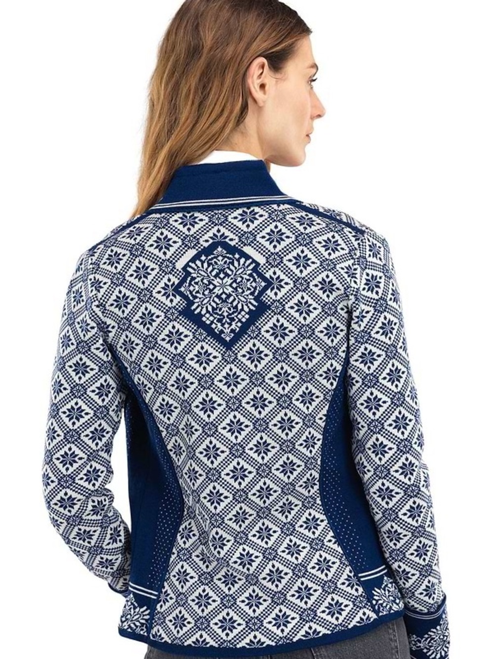Dale of Norway - Navy and White Patterned Zip-Up Women's Jacket - Picture 2 of 15